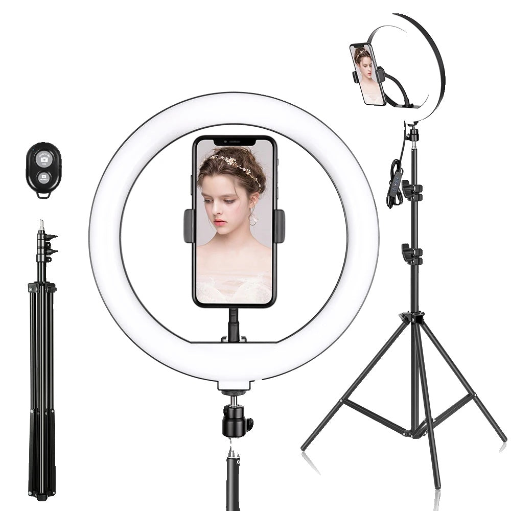 LED-Selfie-Ringlicht, dimmbar, verstellbarer Standstandard