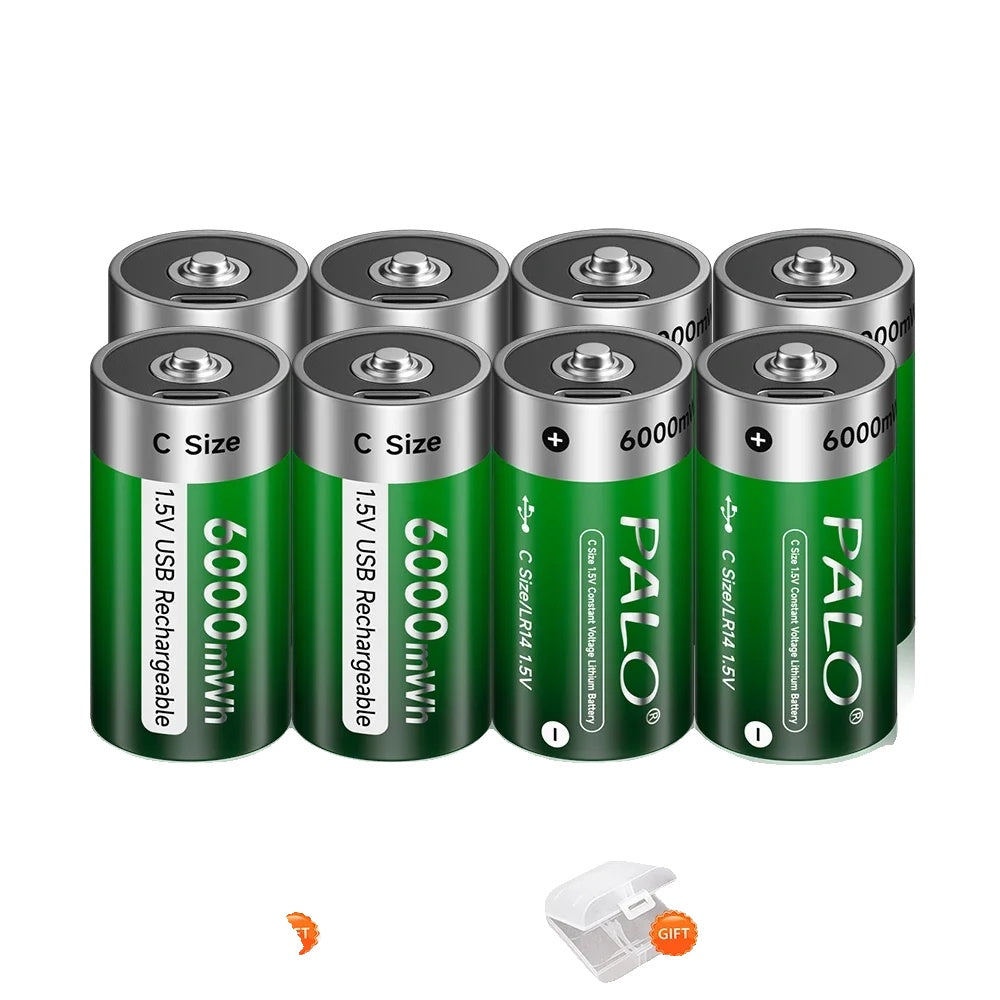 Aufladbarer Akku im C-Format, 6000 mWh Kapazität, USB-C-Betrieb