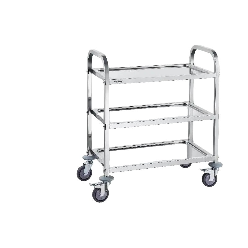 Roestvrijstalen kar, vergrendelbare Universele wielen, meerlaags ontwerp