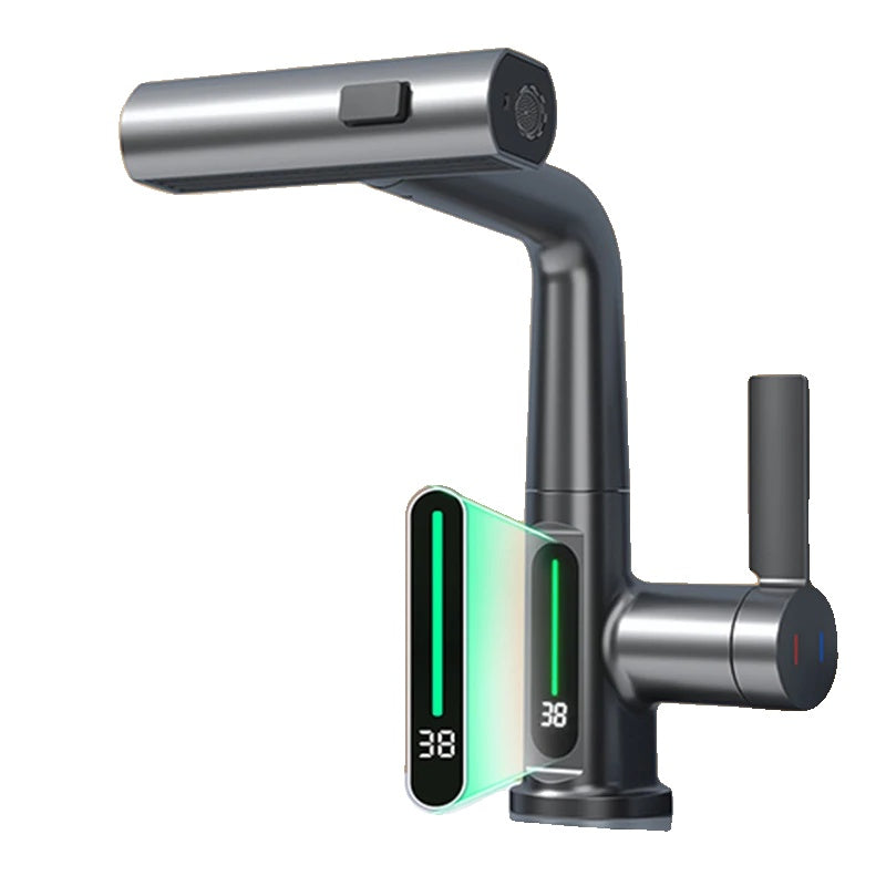 Wasserfall Waschtischmischer, ausziehbares Design, digitale Temperaturanzeige