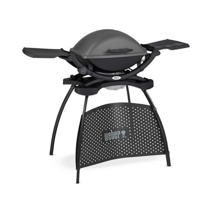 WEBER Q2400 Elektrogrill mit Standard - Stalengrill 55x39 cm - Deckel mit warmem Reflektor - Grau