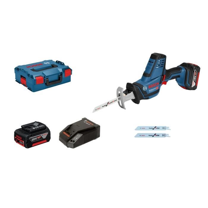 Bosch Professional GSA 18V-Li Batterie + 2 Batterien 4,0 Ah, verpackt in L-Box