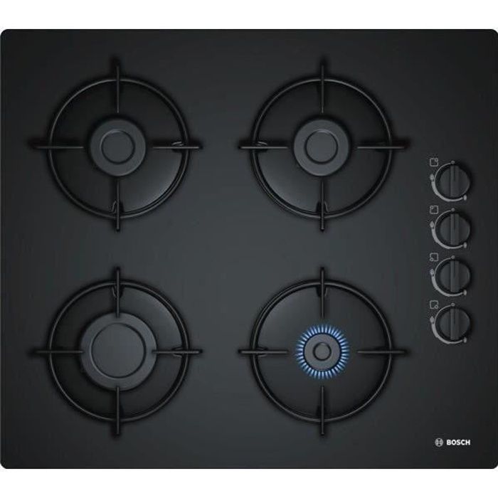 BOSCH POP6B6B10 Gasbrenner – 4 Brenner – 7400 W – B56 x T48 cm – Veiligheidsglas-Beschichtung – Schwarz