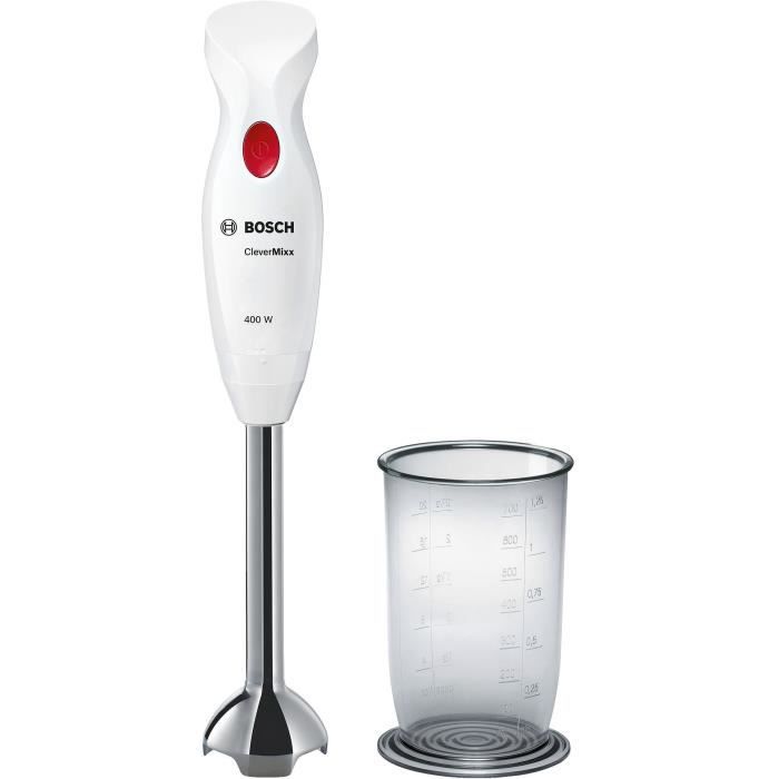BOSCH MSM24100 – Handmixer CleverMixx – 400 W – Afneembare roestvrijstalen voet – 1 snelheid – Blenderkom – Weiß