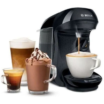 Bosch Tas1002N Tassimo Happy Multi-Boissons Kaffeemaschine – T-Disc – automatischer Stopp – schwarzer Stopp