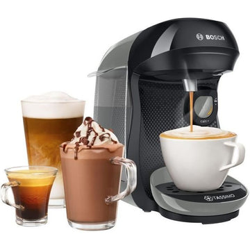 BOSCH Multigetränke-Kaffeemaschine – TAS1009 – Tassimo T10 HAPPY – Grau