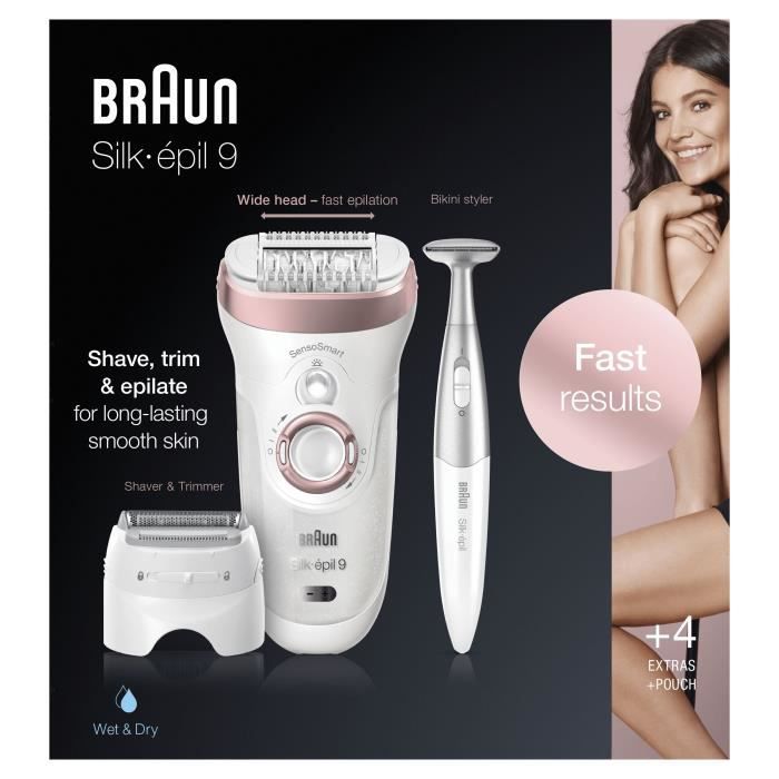Braun Silk-epil 9 9-890 Drahtloser Epilierer mit rosafarbenem Gold und präziser Wirkung