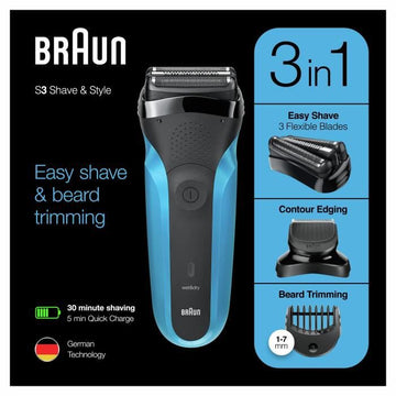 Braun Series 3 310BT Elektrische Schermaschinen für Männer – 3 flexible Messeinheiten, die Sie einfach an die Konturen Ihres Geräts anpassen können