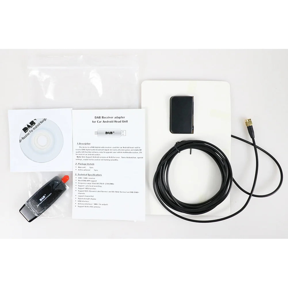 Automatischer GPS-Empfänger, DAB+-Antenne, USB-Adapter