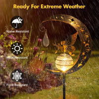 LumaGlow Solar-Gartenleuchte | Feenfigur im Mond | Rissglas-Kugel | Solarenergie | Wetterfest 3