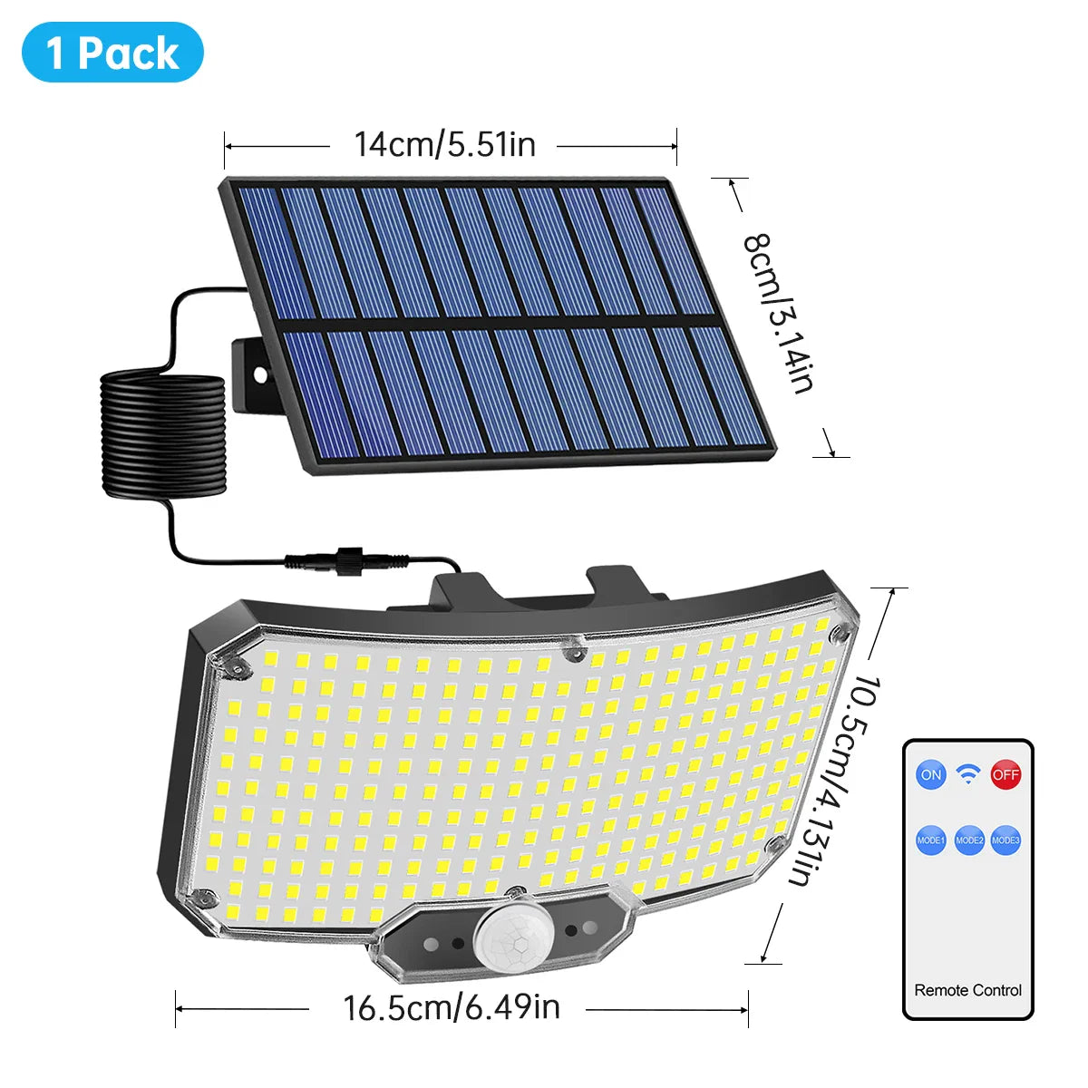 LumaTech Solar-Wandleuchte | 234 LEDs | Bewegungsmelder | Fernbedienung | IP65 Wetterfest 4