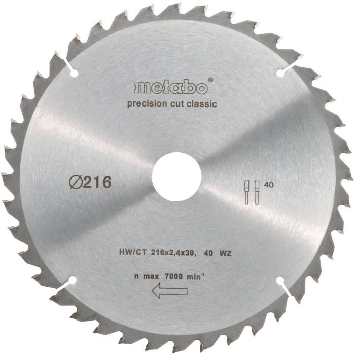 METABO Precisie zaagblad - 216 mm - 40 tanden - Verstek- und radiale Zagen