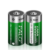 Aufladbarer Akku im C-Format, 6000 mWh Kapazität, USB-C-Betrieb