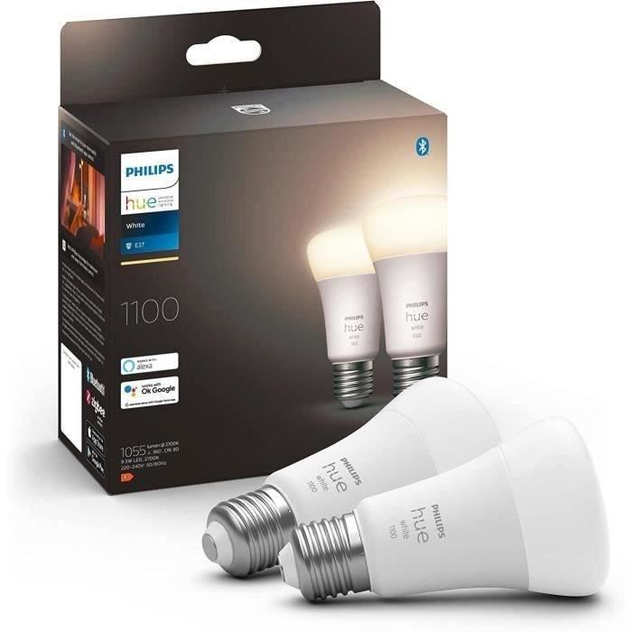 Philips Hue White, LED-Lampe mit E27-Anschluss, entspricht 75 W, 1100 Lumen, Bluetooth-kompatibel, 2er-Pack