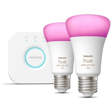 Philips Hue Weiß und Blau Ambiance, Start Kit 2 Lampen E27, 75W, Bluetooth, funktioniert mit Alexa, Google und Homekit