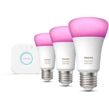 Philips Hue White und Color Ambiance, Starter Kit 3 Lichter E27, 75W, Bluetooth, funktioniert mit Alexa, Google und Homekit