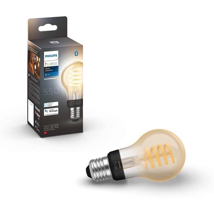 Philips Hue White Ambiance, LED-Verbindung, LED-Filament E27, Bluetooth-kompatibel, funktioniert mit Alexa, Google und Homekit
