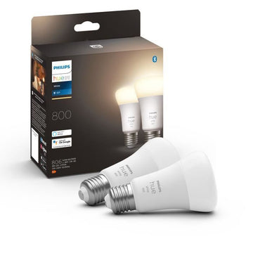 PHILIPS Hue Witte Slimme LED-Lampen E27 – Bluetooth-kompatibel, 2er-Pack