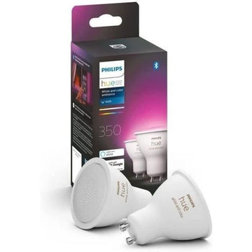 Philips Hue LED-Lampen mit integriertem White & Color Ambiance Gu10, Bluetooth, 2 Paketen, funktioniert mit Alexa, Google und Homekit