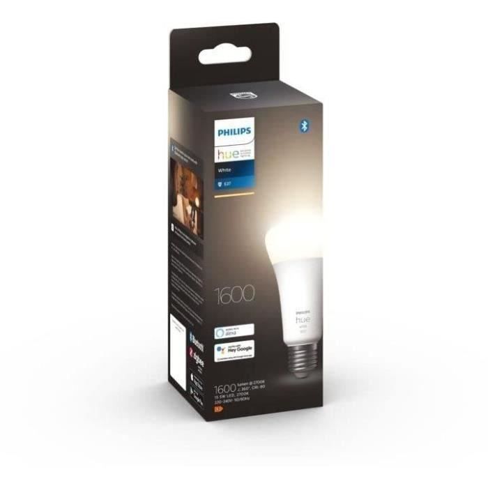 Philips Hue White, LED-Verbund LED E27 100W, 1600 Lumen, Bluetooth-kompatibel, funktioniert mit Alexa, Google, Homekit