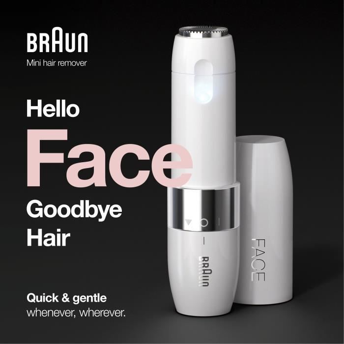 Braun Face Mini FS1000 Elektrischer Staubsauger für Frauen – Gesichtserkennung – Schlanke Lichtfunktion – Weiß