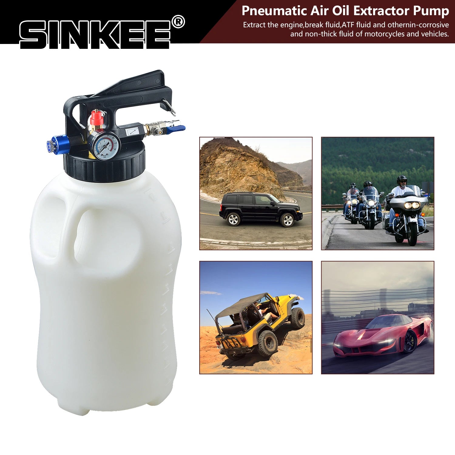 Pneumatische Ölpumpe, 3/10 l Kapazität, ATF-Adapter-Set