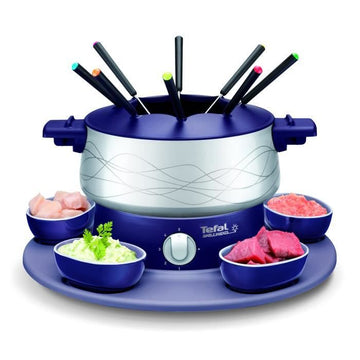 Tefal Elektrisches Fondue Simply Invents 8 p, einstellbare Thermoskanne, Anti-Back-Kochplatte, Backplatte, 5 Auflaufförmchen in der Mitte EF351412