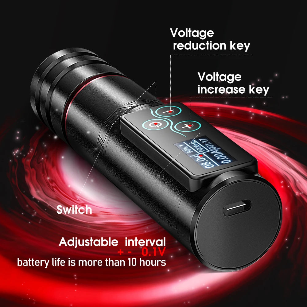 Kabelloses Tattoo-Maschinen-Set, bürstenloser Motor, 2400mAh Akku