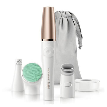 BRAUN FaceSpa Pro 913 Gesichtsepilator – 3 Zubehörteile – Weiß und Bronze