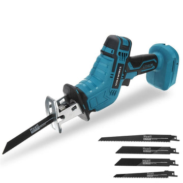 Snoerloze Reciprozaag mit 4 Zaagbladen - Accu Niet Inbegrepen - Arangepast aan 18V Makita Battery - for hout & metaal - Black and Blue