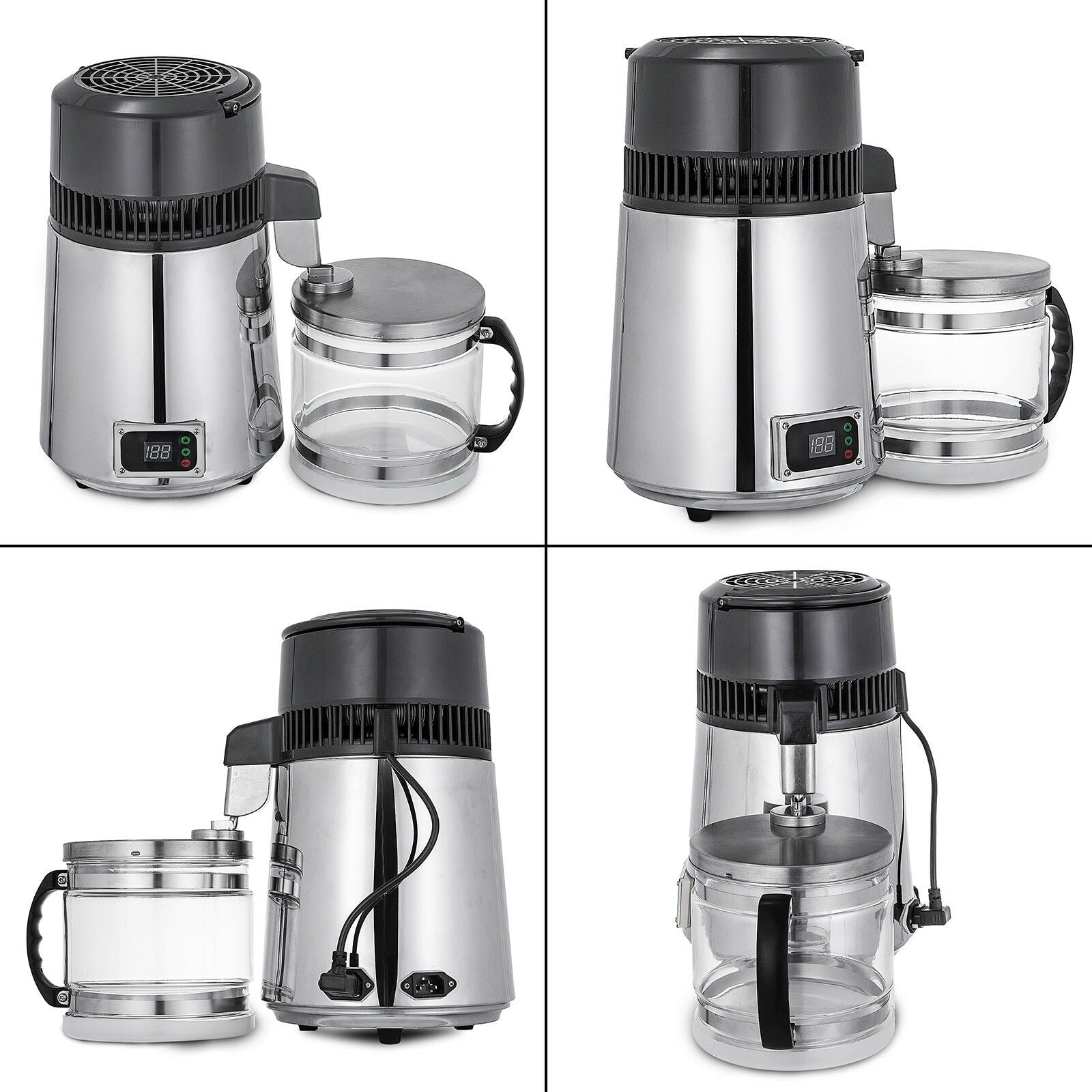 Wasserdestilliergerät, 4L Fassungsvermögen, digitales Display, 750W