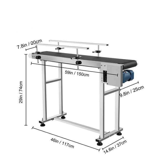Förderbandmaschine, 150 CM Länge, Edelstahl-Geländer