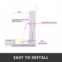 Pool Springbrunnen, Edelstahl, Wasserfall-Effekt, Einfache Installation