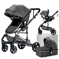 Kinderwagen, 3-in-1-Design, leicht und mit vier Rädern ausgestattet.