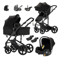 Kinderwagen, 3-in-1-Design, leicht und mit vier Rädern ausgestattet.