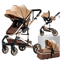 Kinderwagen, 3-in-1-Design, leicht und mit vier Rädern ausgestattet.