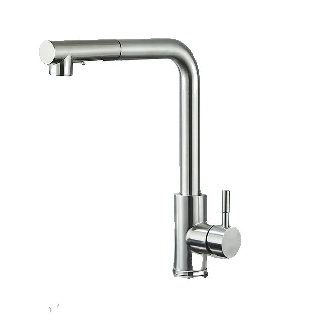 Kitchen Sink Faucet, Pull Out Sprayer, Stainless Steel Build