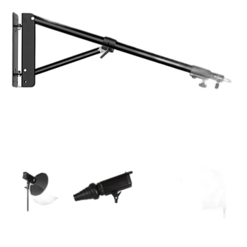 Wandmontierter Galgenarm für Fotostudio – maximale Länge 137 cm/170 cm, drehbar.