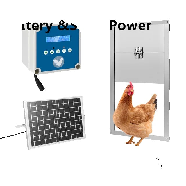 Automatic Chicken Coop Door Opener, LCD Screen Timer, Solar Battery Power