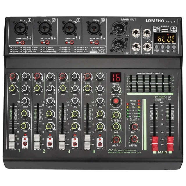 Dj Mixer, 4 Kanäle, 16 Dsp, 48V Phantomspeisung