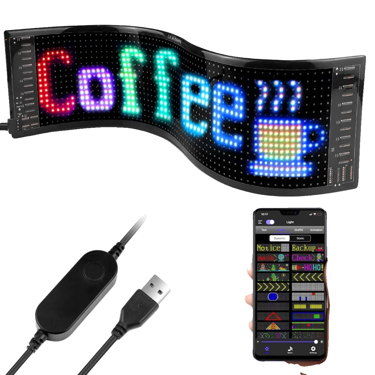 LED Sign, Bluetooth App Control, Programmable Display