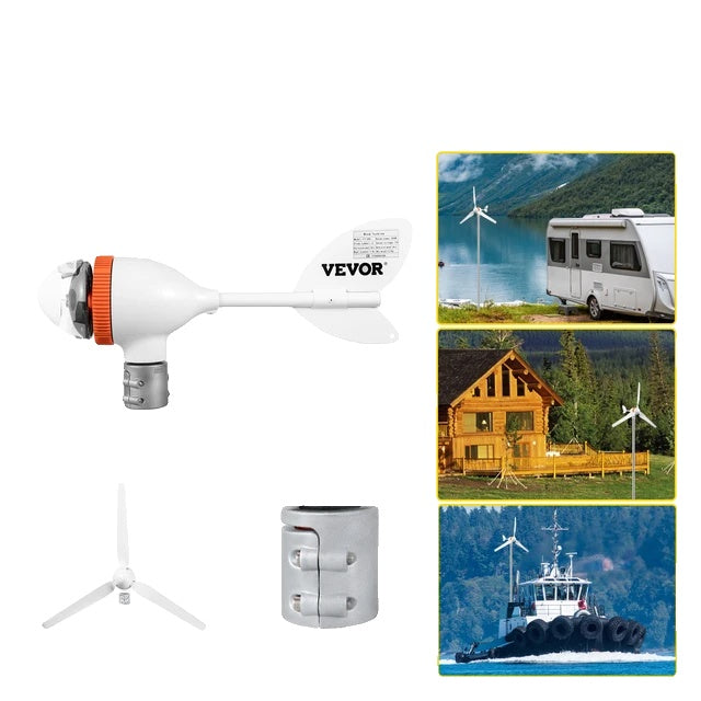 Wind Turbine Generator, 12V/AC, 400W Power Output, Terrace and Marine Use