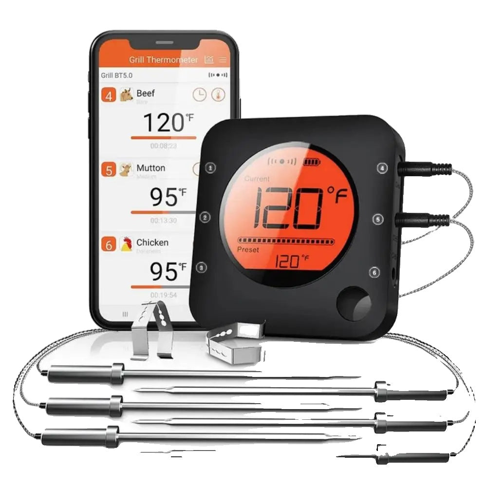 Bluetooth Meat Thermometer, Smart Wireless Connectivity, 6 Probes