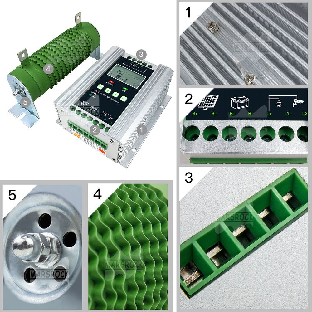 Hybrid Black Controller, 1400W Power Output, Compatible with Wind Turbines and PV Batteries