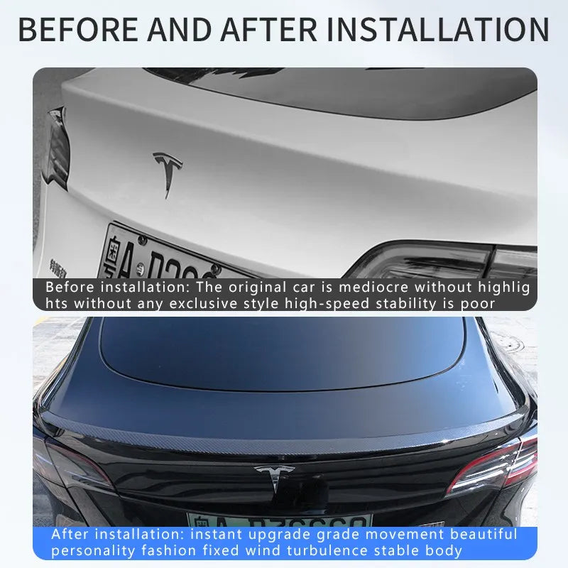 Tesla Model Y Carbon Fiber Kofferraumflügel Spoiler, Echtes Carbon Fiber, Einfache Installation