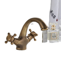 Bathroom Basin Faucet, Antique Brass, Dual Handles