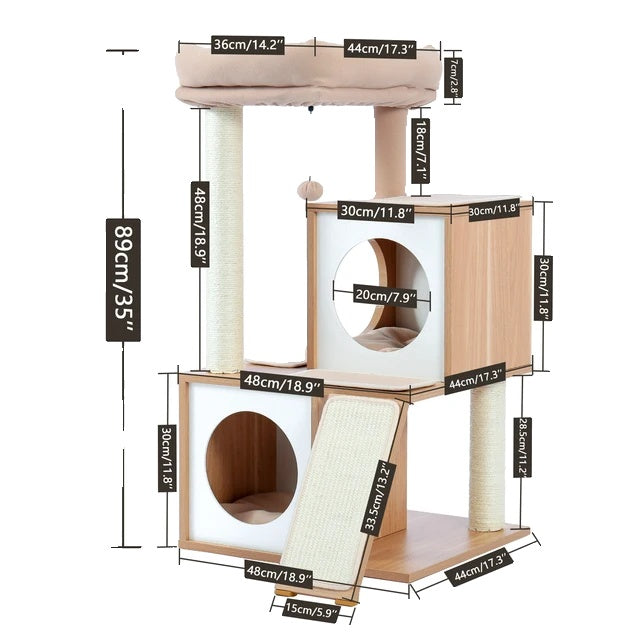 Katzenbaumhaus-Konsole, Doppel-Konsole, Kratz-Sisal-Pfosten