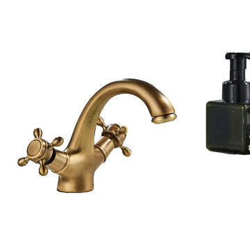 Bathroom Faucet, Antique Brass, Hot and Cold Water