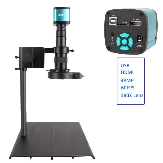 Industrielle Mikroskopkamera, HDMI/USB/VGA-Anschluss, 1-150X/180X Zoom-Bereich