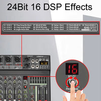 Dj Mixer, 4 Kanäle, 16 Dsp, 48V Phantomspeisung